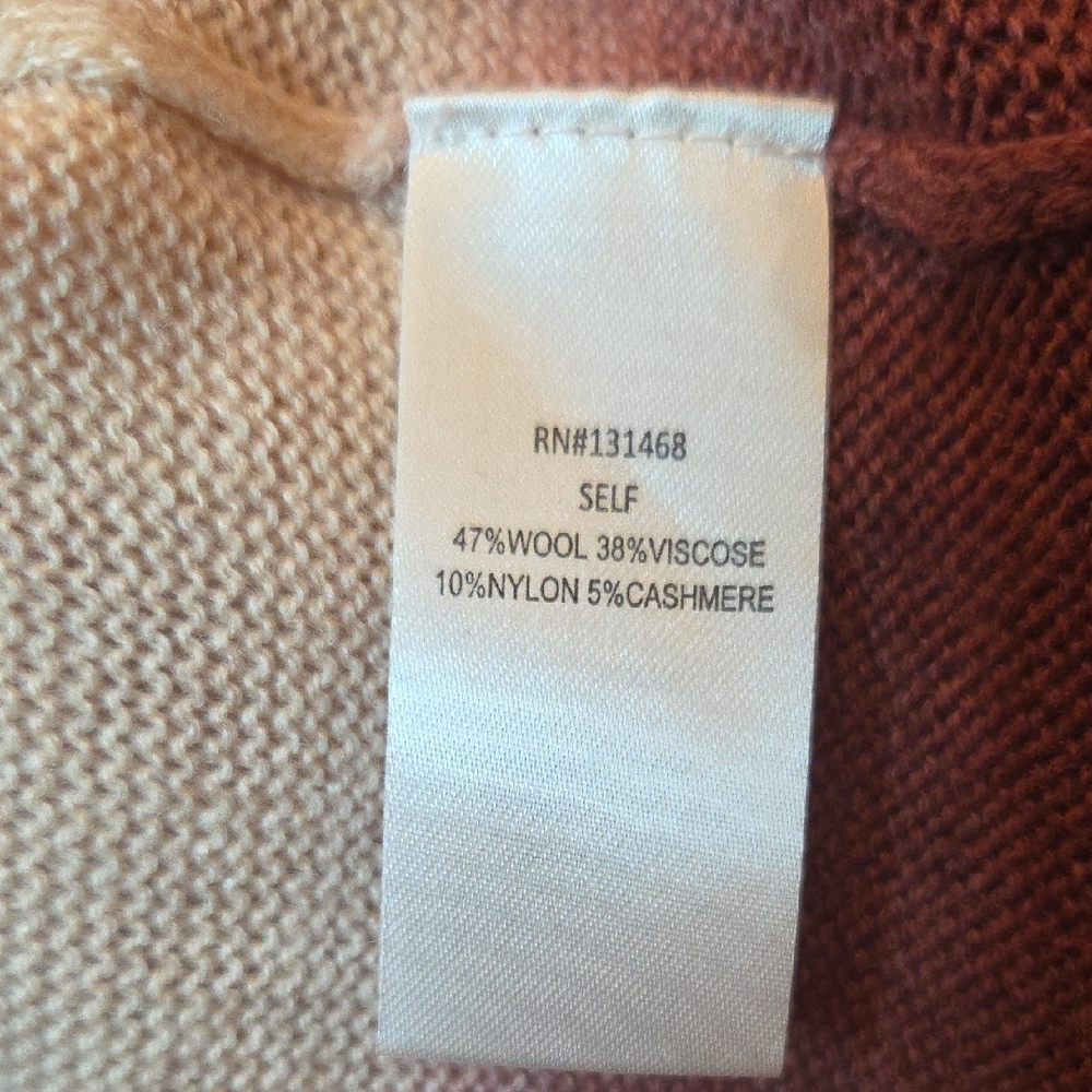 NWT Cashmere Fate Brown Crew Neck Wool Blend Sweater with Ombre Design in L - Picture 8 of 11